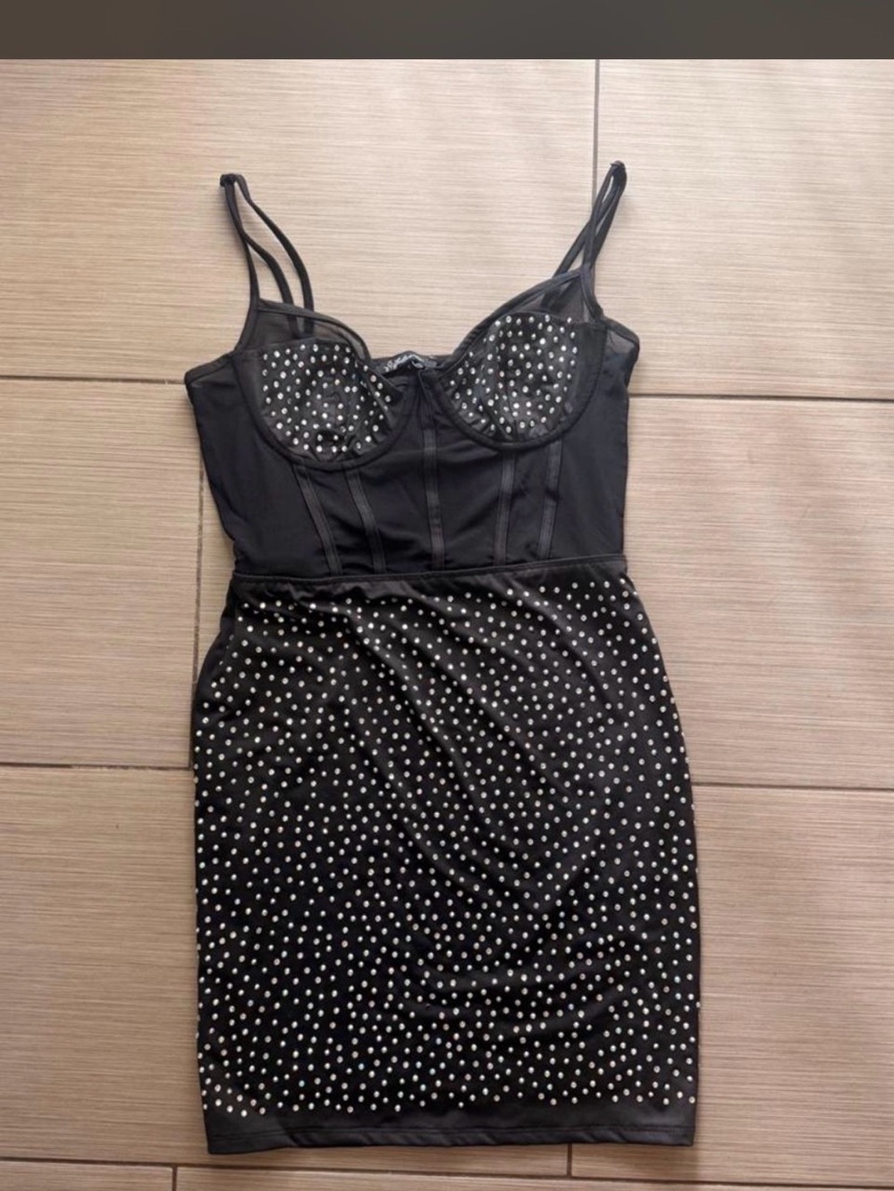 Windsor Black Studded Bustier Mini Dress